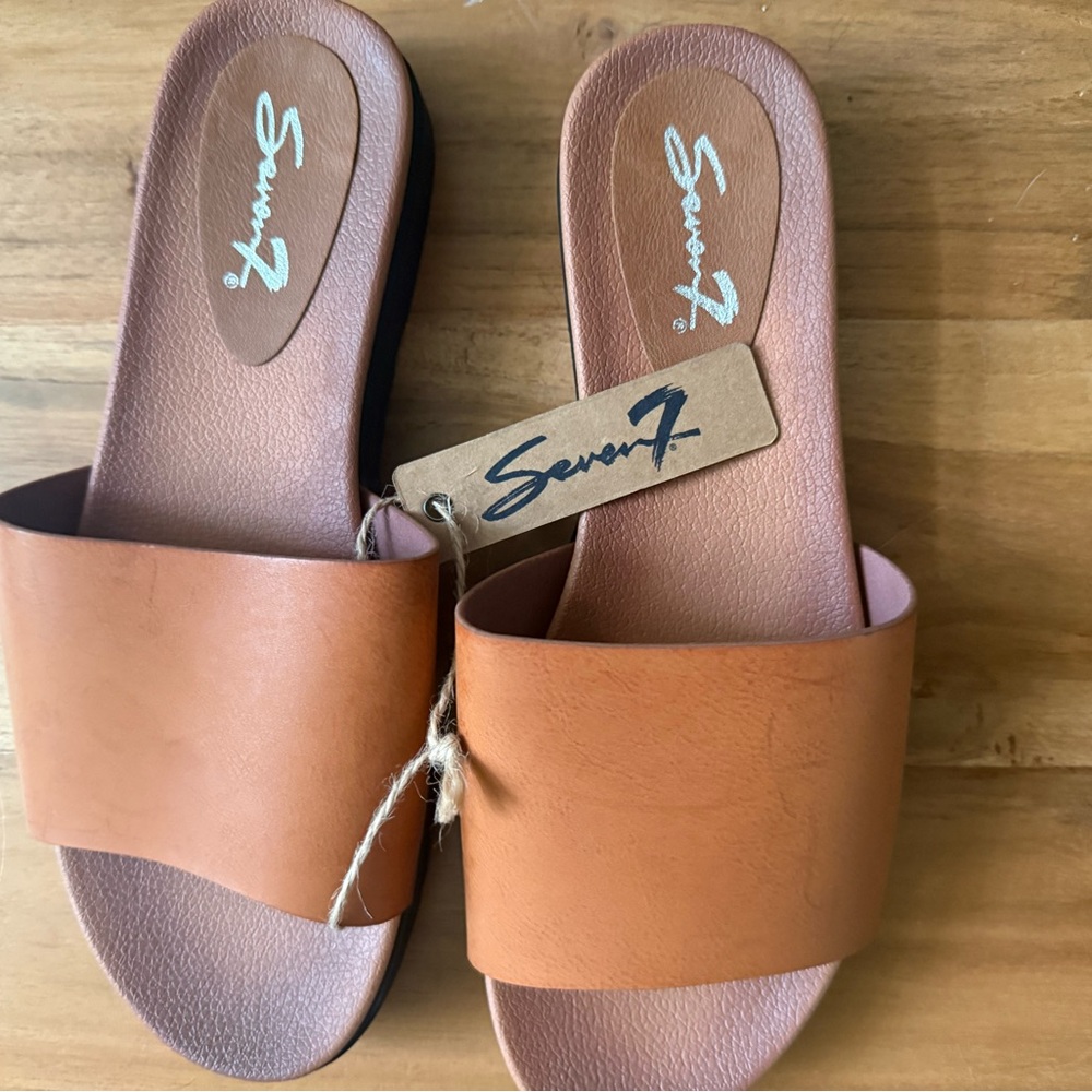 Seven7 Tan Slide Sandals